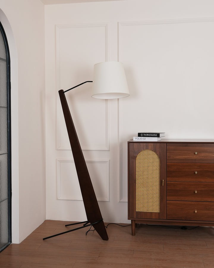 Large Modern Wood & Metal LED Floor Lamp