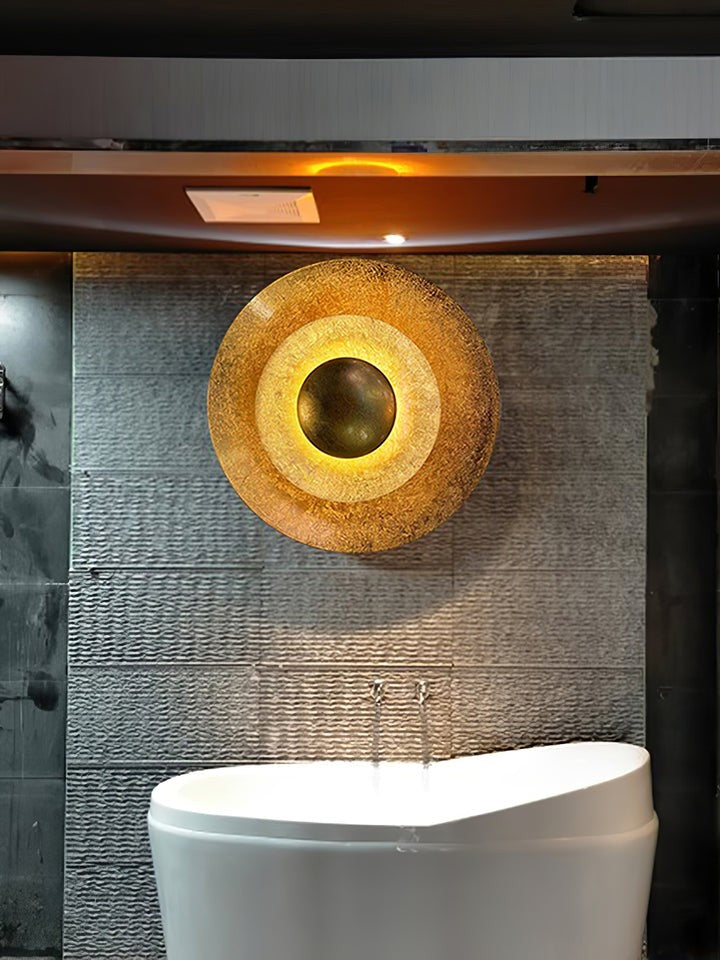Layered LED Metal Wall Light with Gold Foil Finish