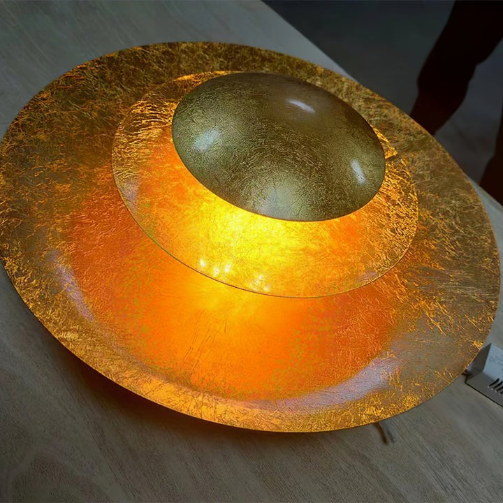 Layered LED Metal Wall Light with Gold Foil Finish