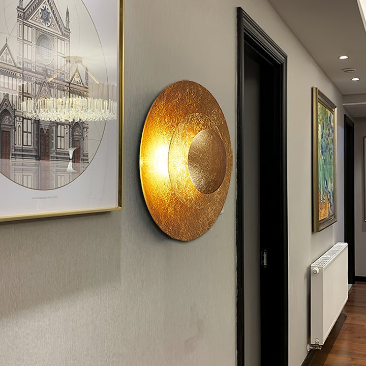 Layered LED Metal Wall Light with Gold Foil Finish