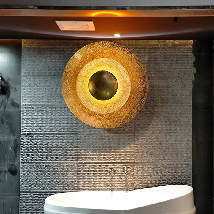 Layered LED Metal Wall Light with Gold Foil Finish