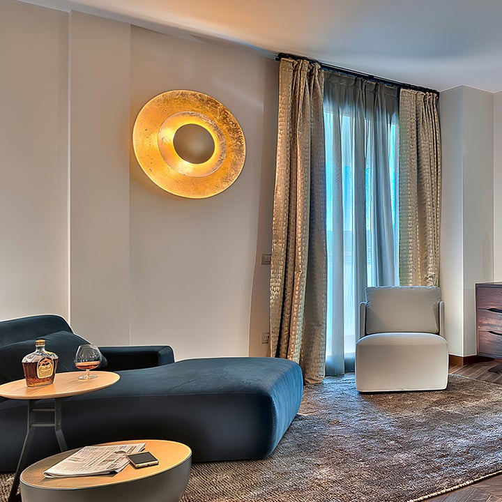 Layered LED Metal Wall Light with Gold Foil Finish