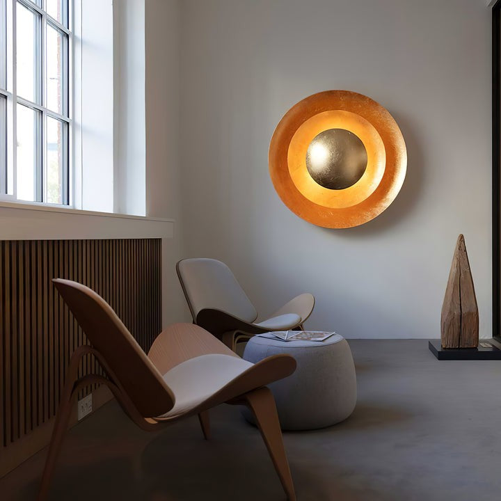 Layered LED Metal Wall Light with Gold Foil Finish