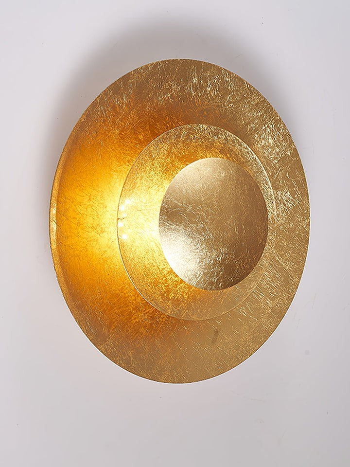 Layered LED Metal Wall Light with Gold Foil Finish