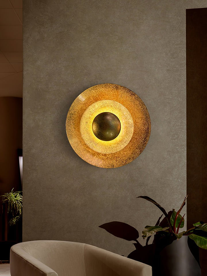 Layered LED Metal Wall Light with Gold Foil Finish