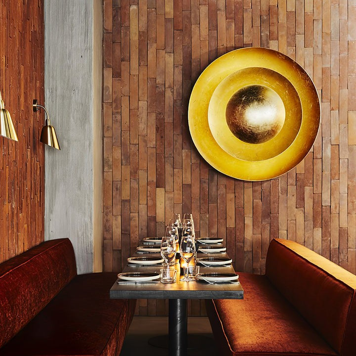 Layered LED Metal Wall Light with Gold Foil Finish
