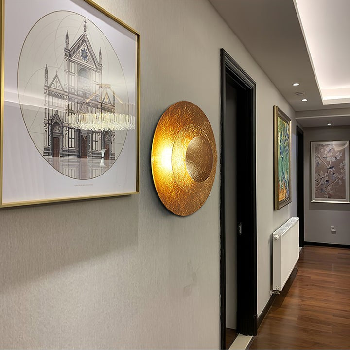 Layered LED Metal Wall Light with Gold Foil Finish