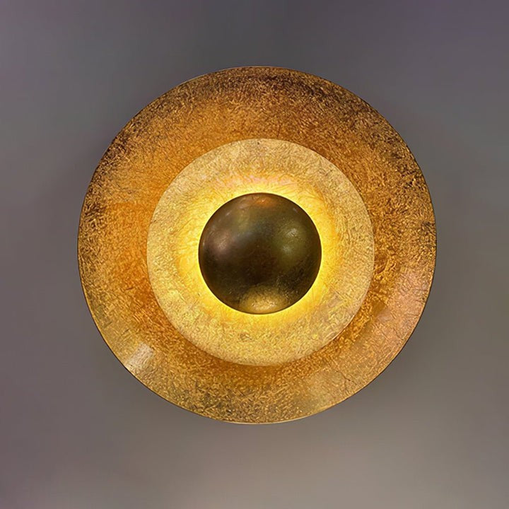 Layered LED Metal Wall Light with Gold Foil Finish