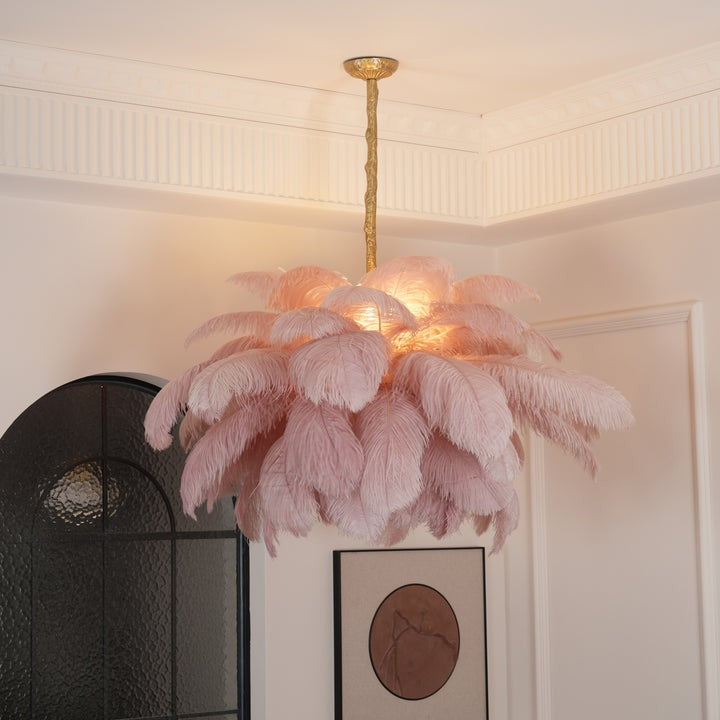 Luxury Ostrich Feather Chandelier Lighting Fixture