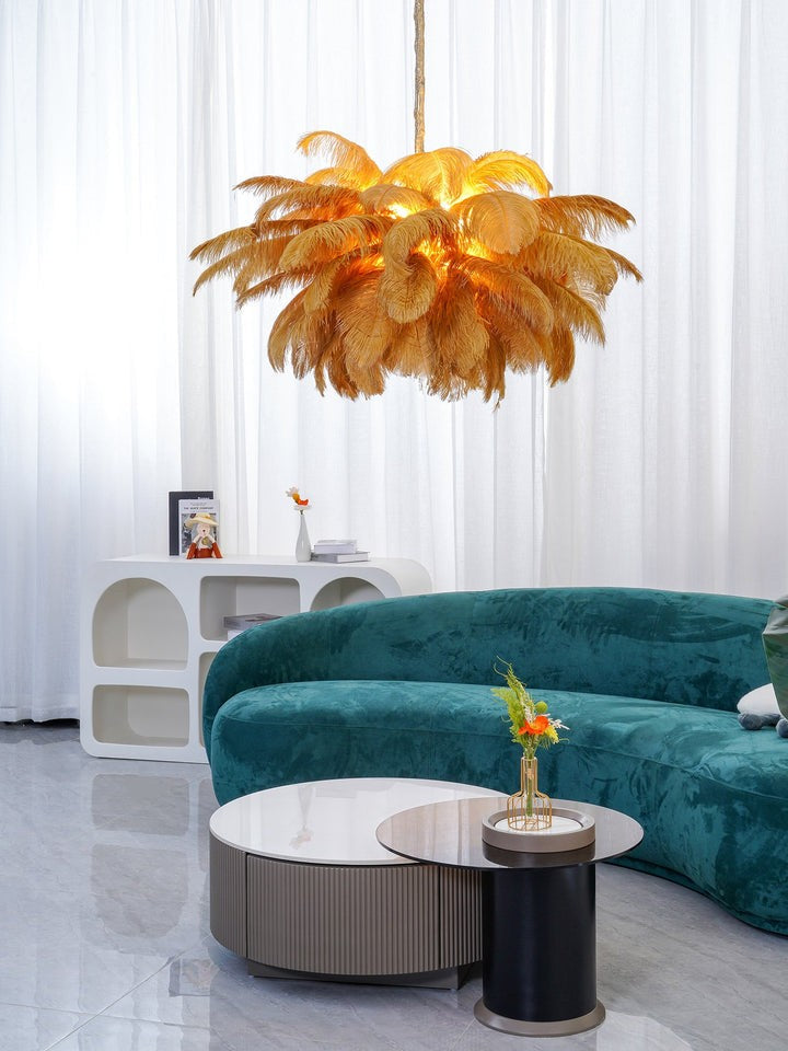 Luxury Ostrich Feather Chandelier Lighting Fixture