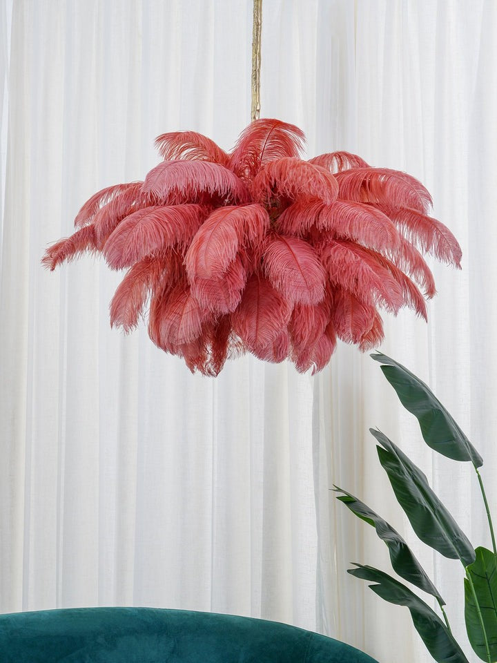 Luxury Ostrich Feather Chandelier Lighting Fixture