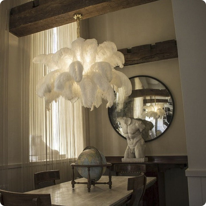 Luxury Ostrich Feather Chandelier Lighting Fixture