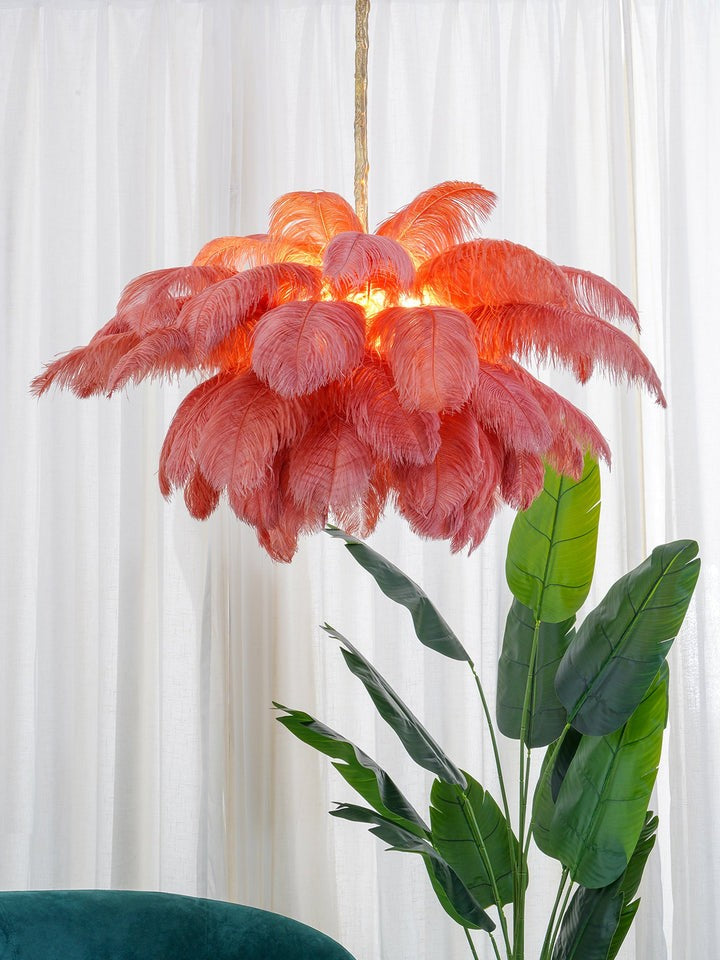 Luxury Ostrich Feather Chandelier Lighting Fixture