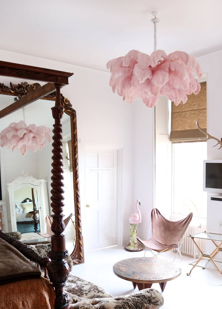 Luxury Ostrich Feather Chandelier Lighting Fixture