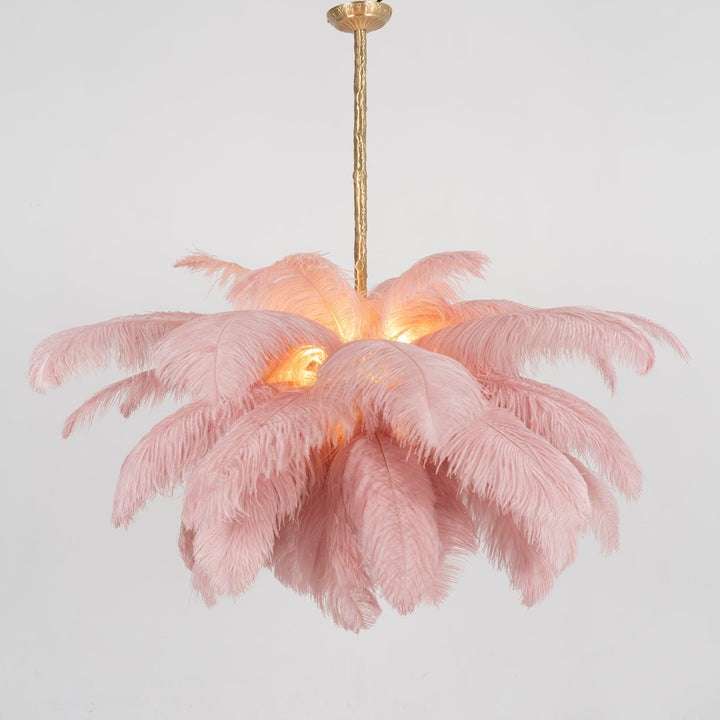 Luxury Ostrich Feather Chandelier Lighting Fixture