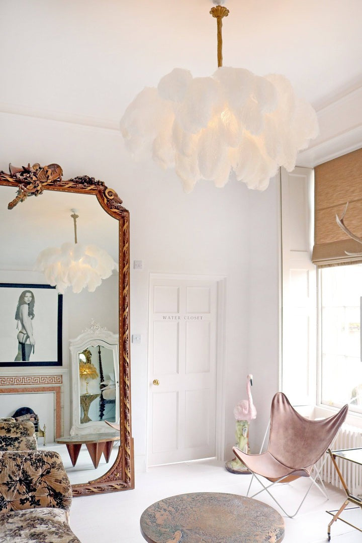 Luxury Ostrich Feather Chandelier Lighting Fixture