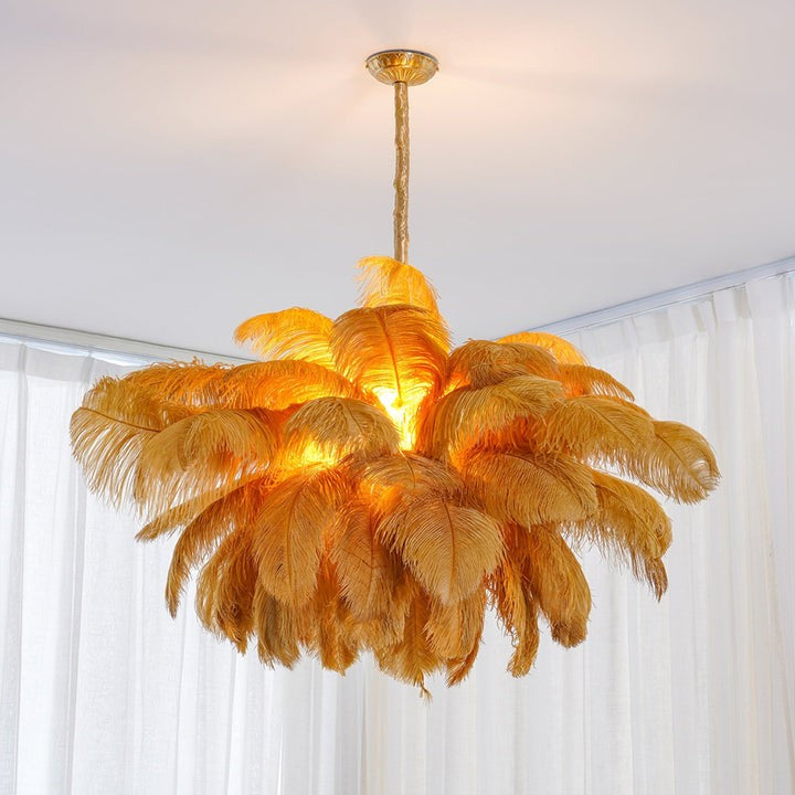 Luxury Ostrich Feather Chandelier Lighting Fixture