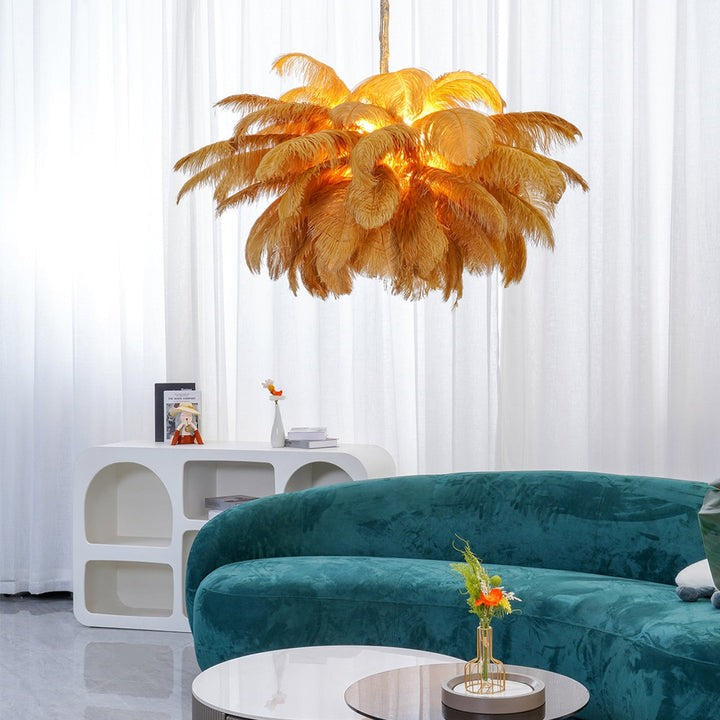 Luxury Ostrich Feather Chandelier Lighting Fixture