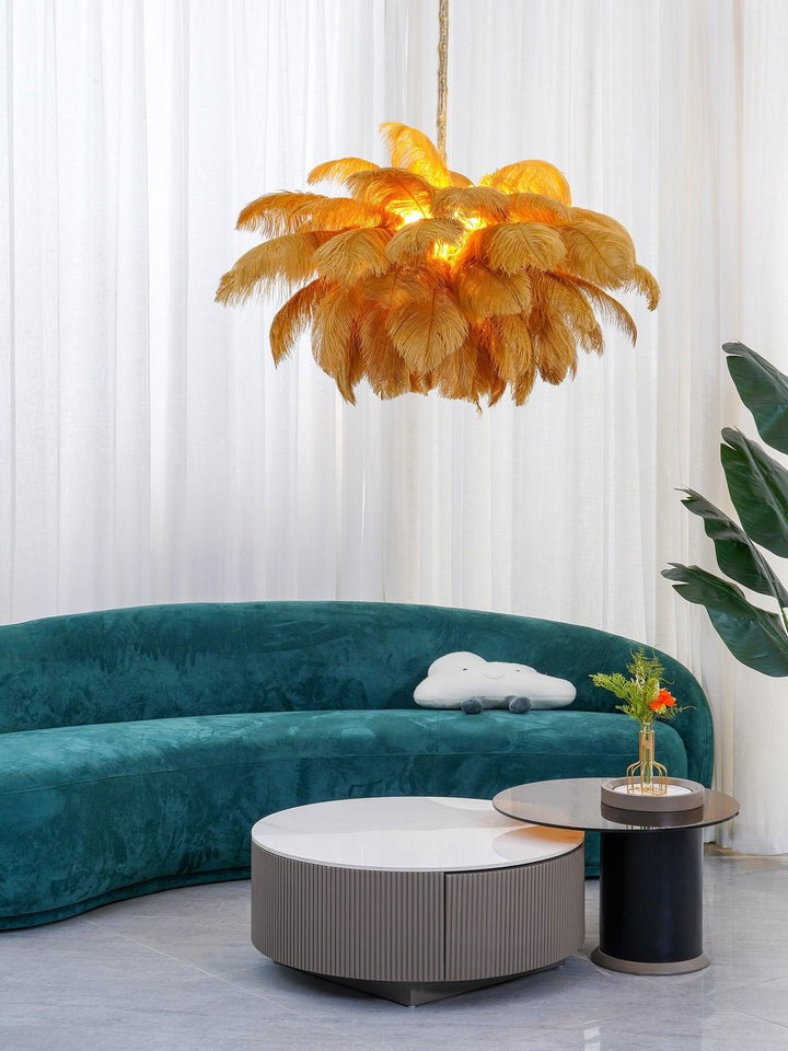 Luxury Ostrich Feather Chandelier Lighting Fixture