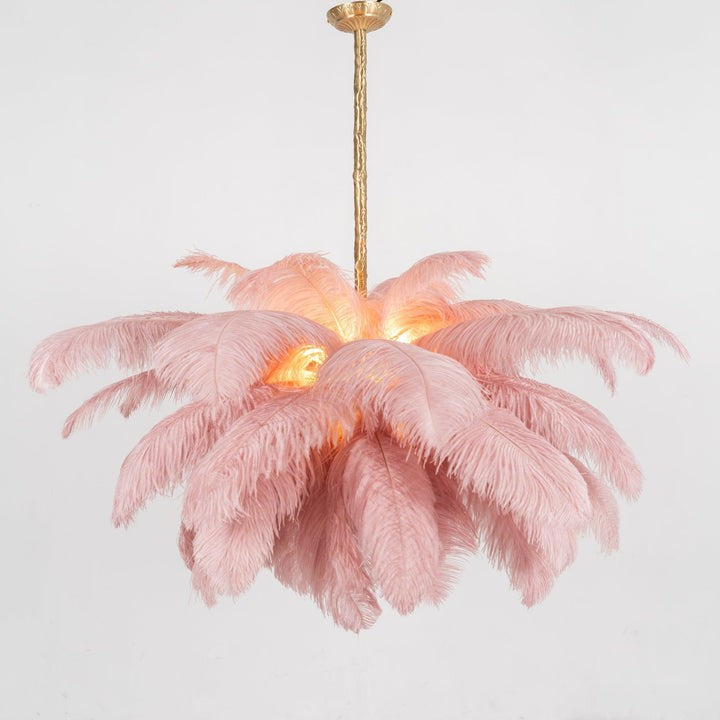 Luxury Ostrich Feather Chandelier Lighting Fixture