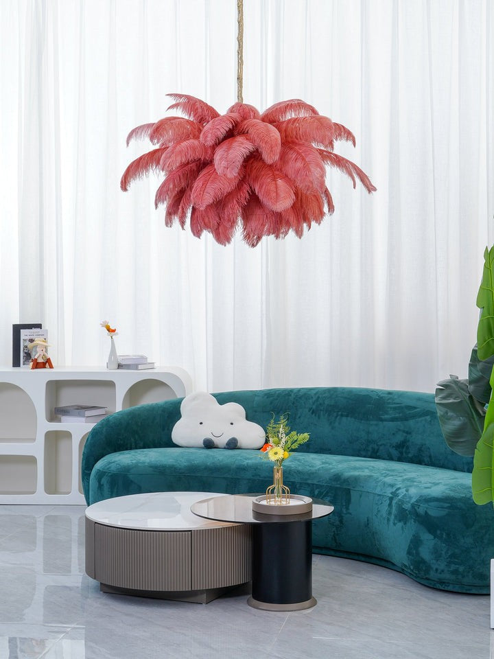Luxury Ostrich Feather Chandelier Lighting Fixture