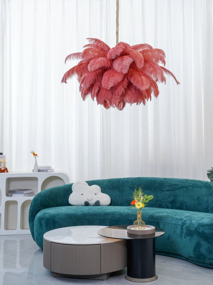 Luxury Ostrich Feather Chandelier Lighting Fixture
