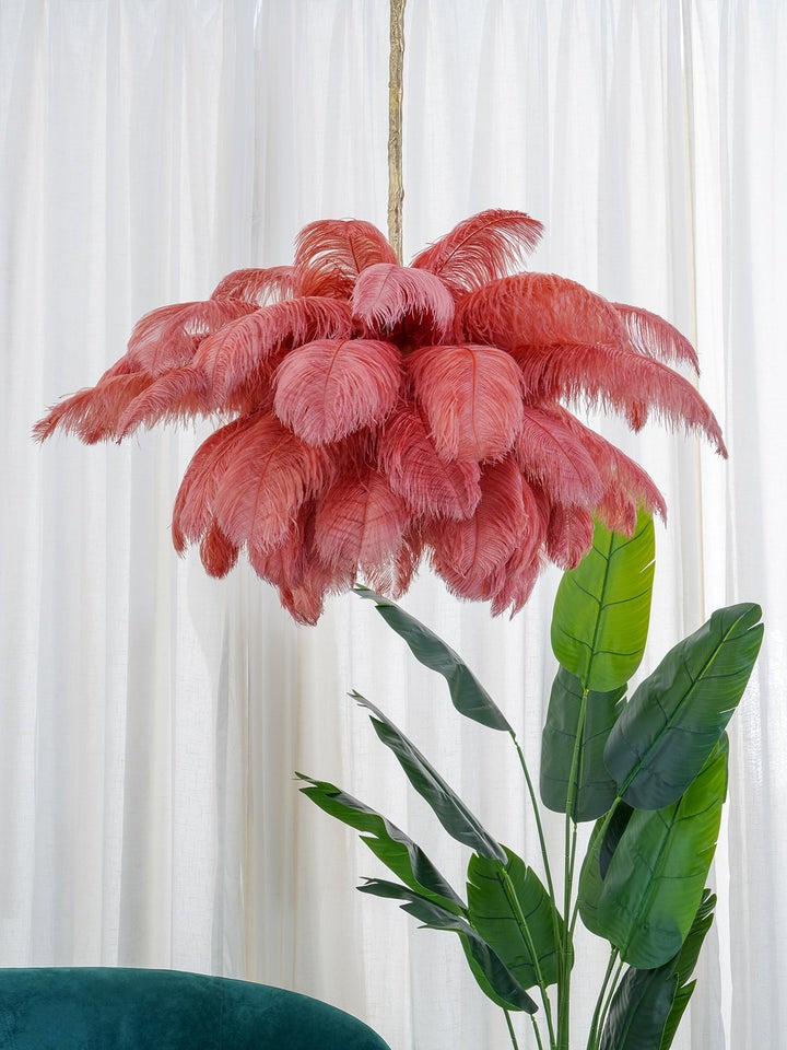 Luxury Ostrich Feather Chandelier Lighting Fixture