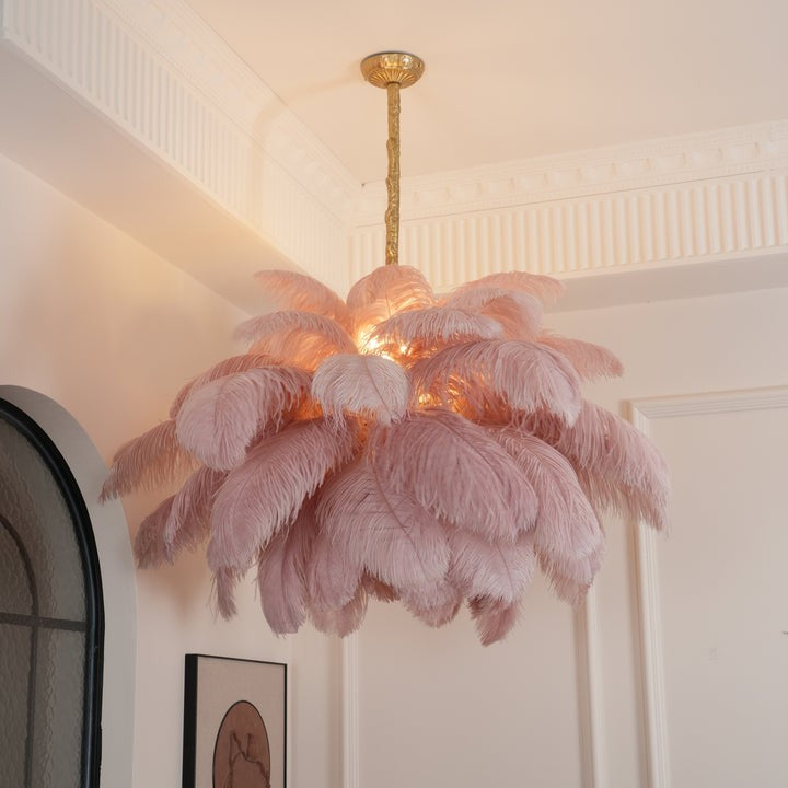 Luxury Ostrich Feather Chandelier Lighting Fixture