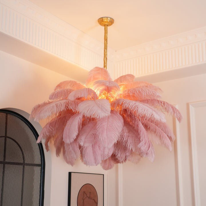 Luxury Ostrich Feather Chandelier Lighting Fixture