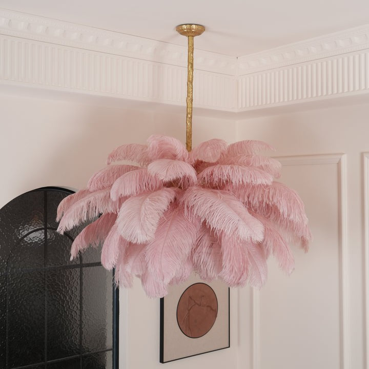 Luxury Ostrich Feather Chandelier Lighting Fixture
