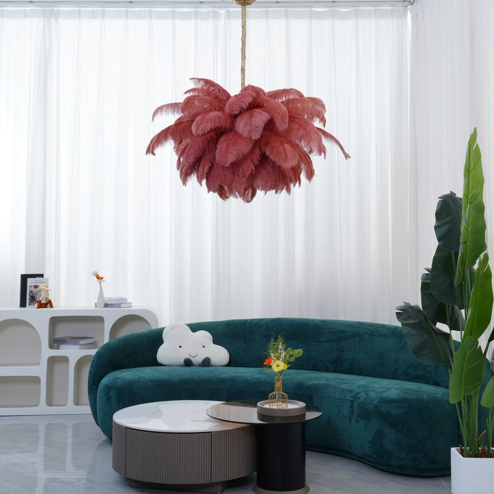 Luxury Ostrich Feather Chandelier Lighting Fixture
