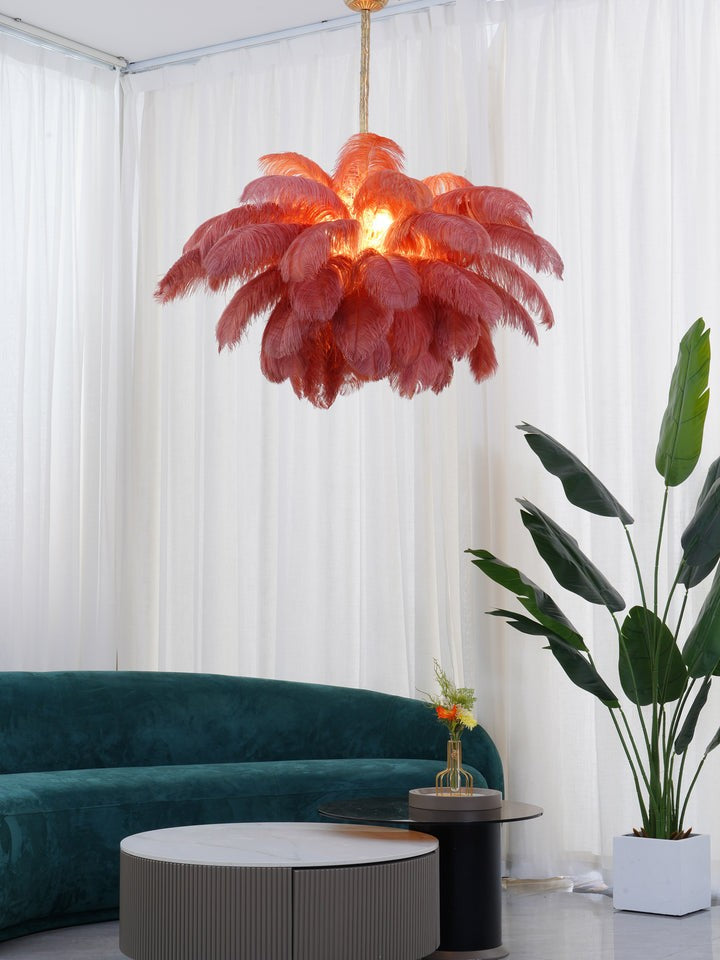Luxury Ostrich Feather Chandelier Lighting Fixture