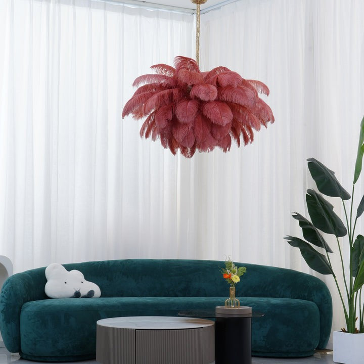 Luxury Ostrich Feather Chandelier Lighting Fixture