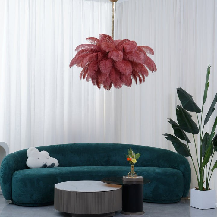 Luxury Ostrich Feather Chandelier Lighting Fixture