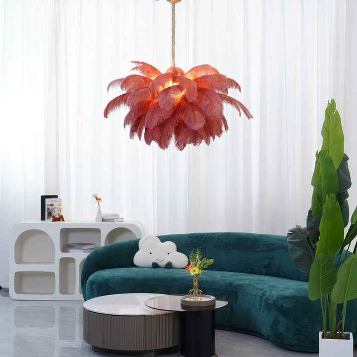 Luxury Ostrich Feather Chandelier Lighting Fixture