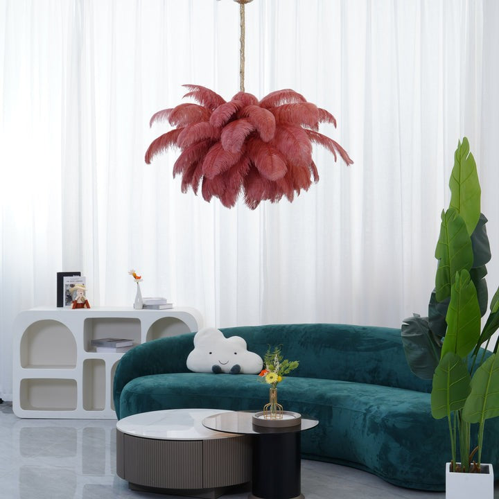 Luxury Ostrich Feather Chandelier Lighting Fixture