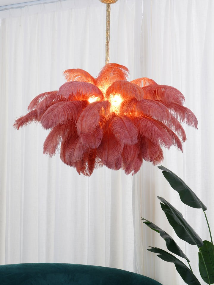 Luxury Ostrich Feather Chandelier Lighting Fixture