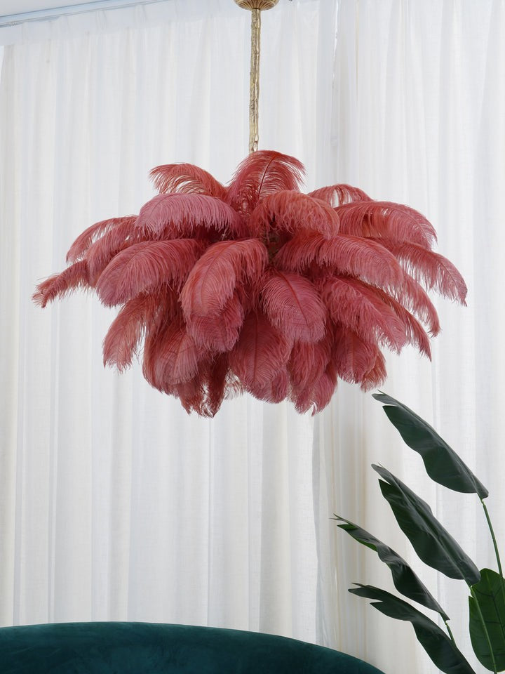 Luxury Ostrich Feather Chandelier Lighting Fixture