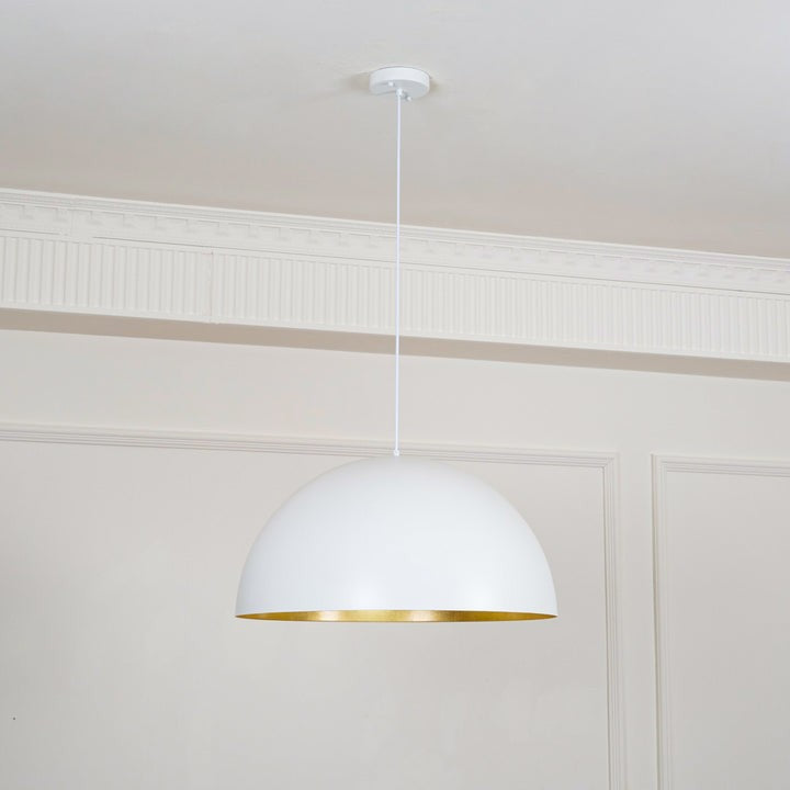 Matte Black Dome Pendant Light with Gold Interior