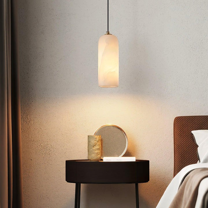 Mid-Century Alabaster Pendant Light with Brass Accents