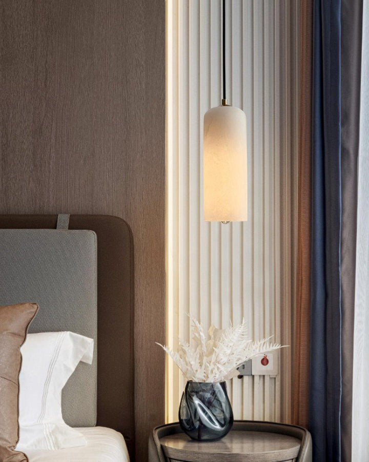 Mid-Century Alabaster Pendant Light with Brass Accents