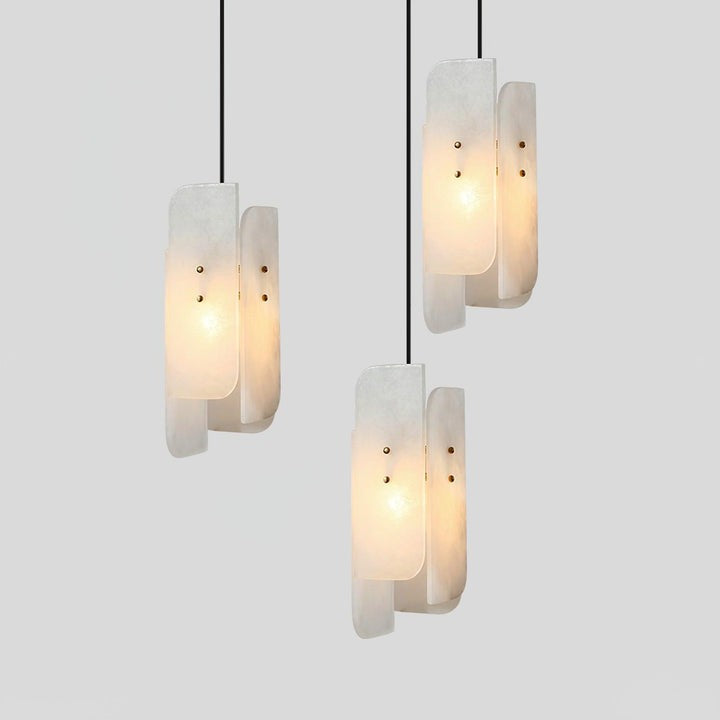 Mini Alabaster Pendant Light with Brass Details