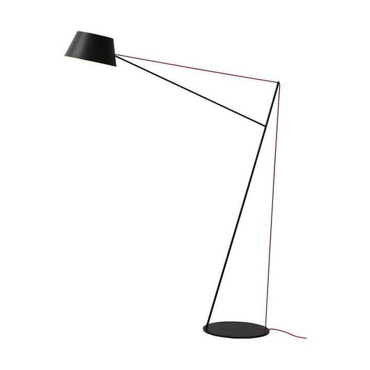 Minimalist Black Floor Lamp with Red Accent Cable