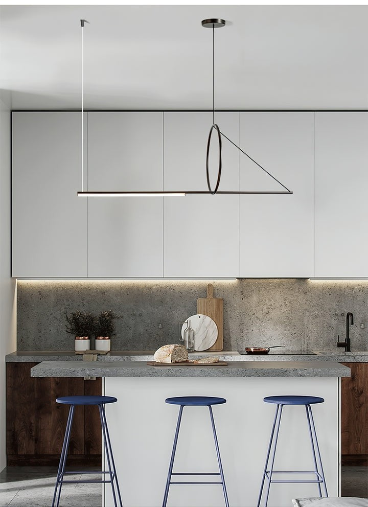 Minimalist Geometric Ring & Rod LED Pendant Light