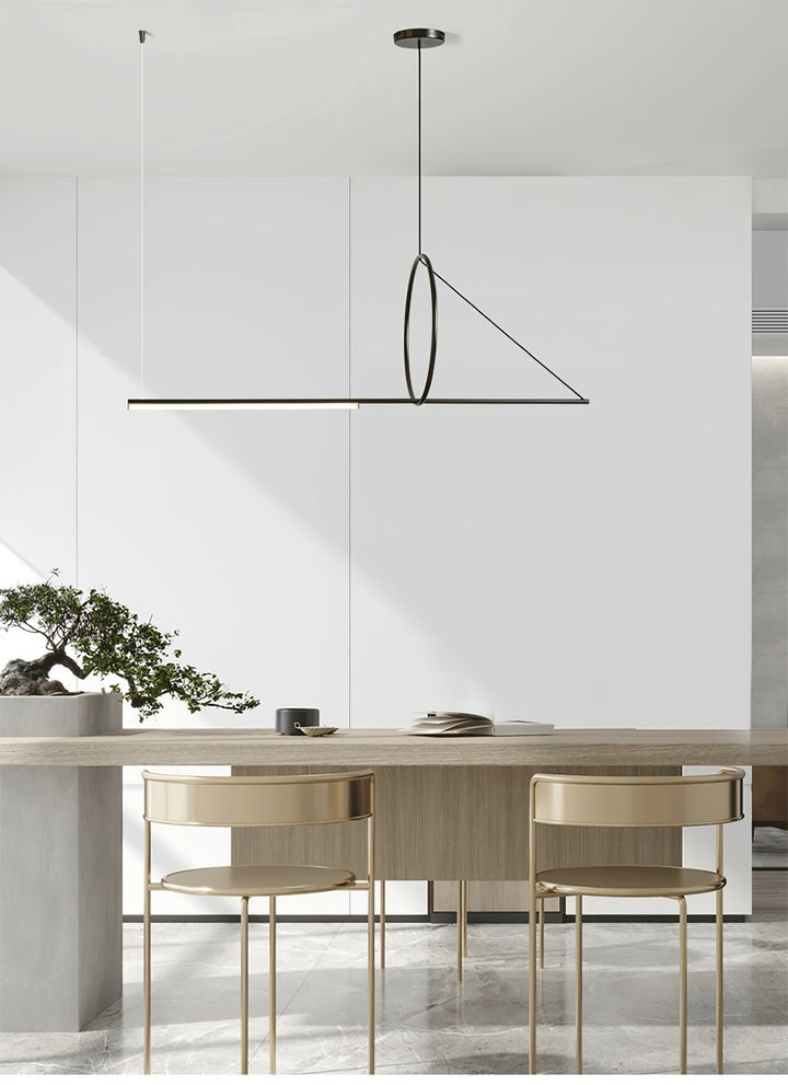 Minimalist Geometric Ring & Rod LED Pendant Light