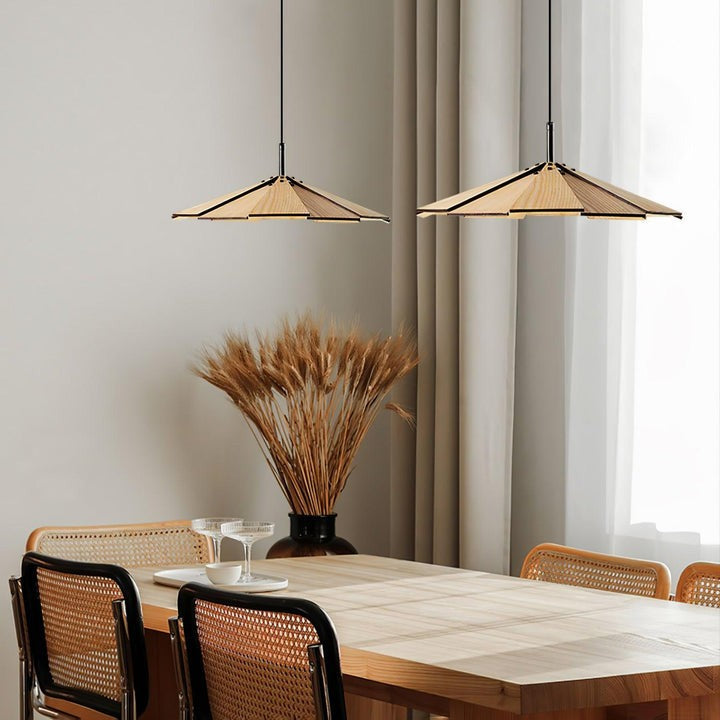 Minimalist Wooden Umbrella Pendant Light
