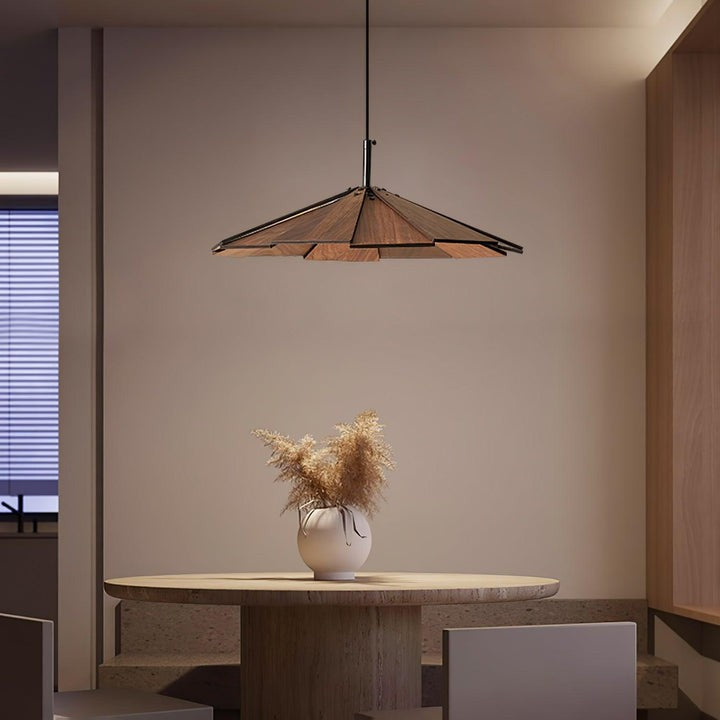 Minimalist Wooden Umbrella Pendant Light