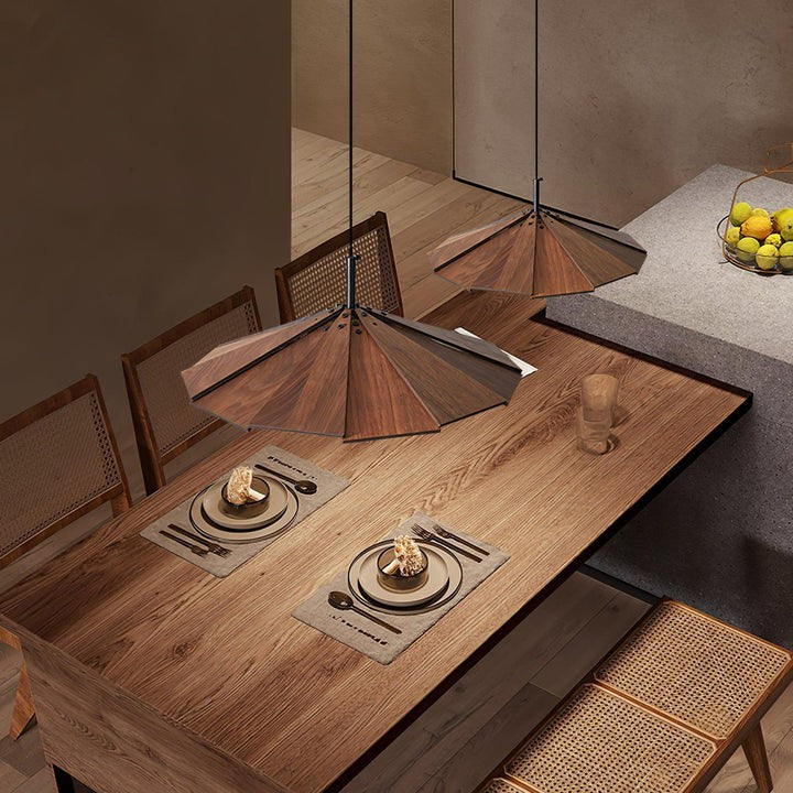 Minimalist Wooden Umbrella Pendant Light