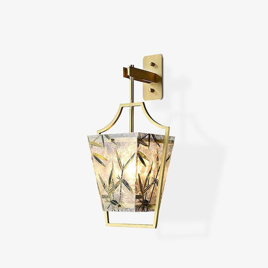 Misty Glow Brass & Enamel Glass Wall Sconce