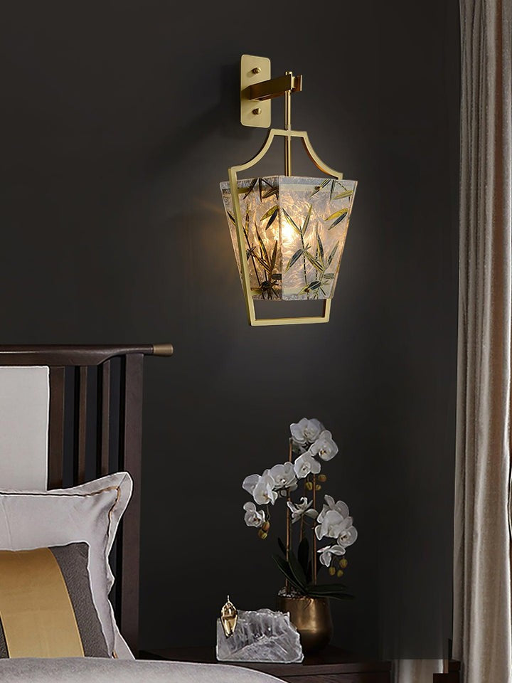 Misty Glow Brass & Enamel Glass Wall Sconce